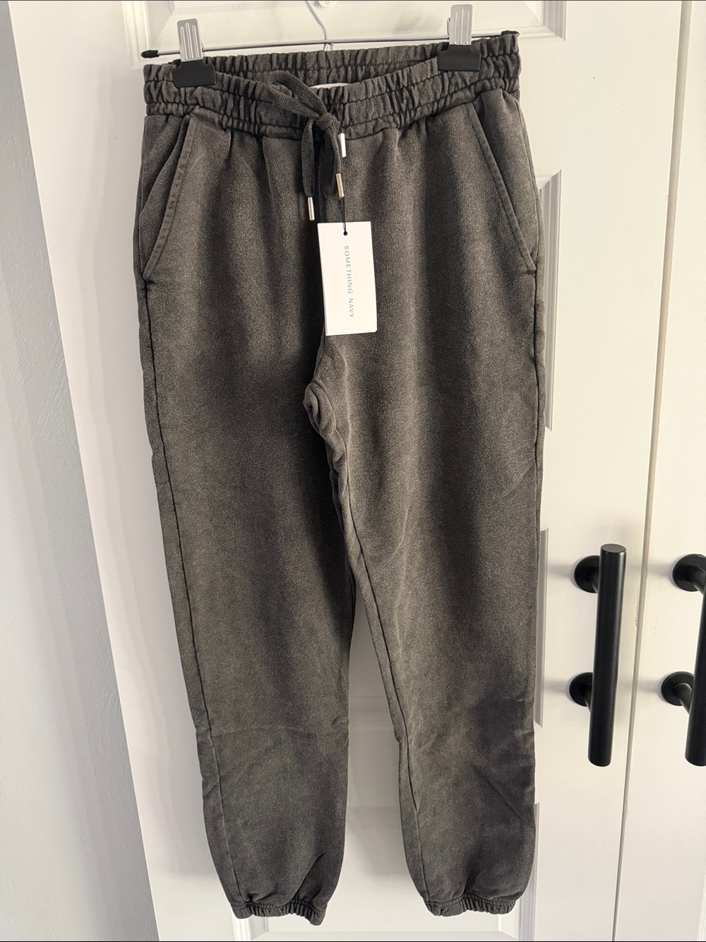 Something Navy women’s washed black Drawstring Jogger sweatpants